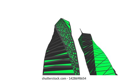 Abstract modern architecture building 3d