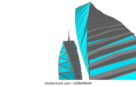 Abstract modern architecture building 3d