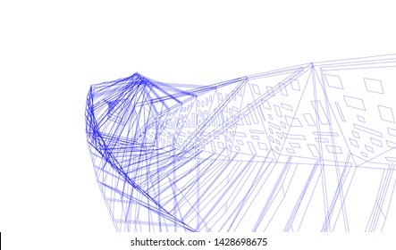 Abstract modern architecture building 3d