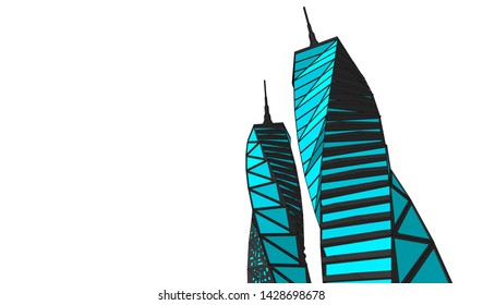 Abstract modern architecture building 3d