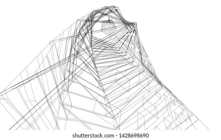 Abstract modern architecture building 3d