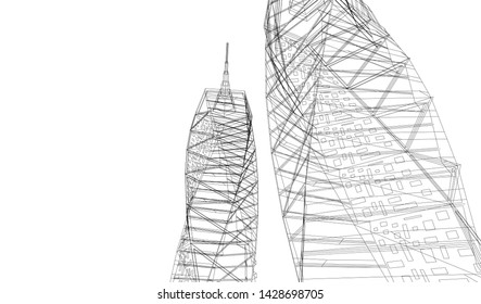 Abstract modern architecture building 3d