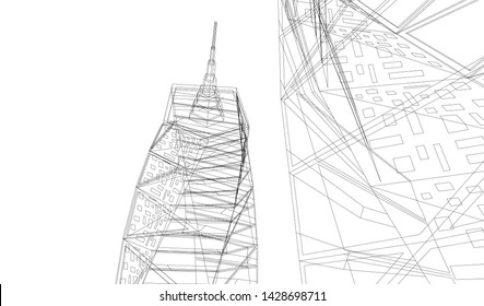 Abstract modern architecture building 3d