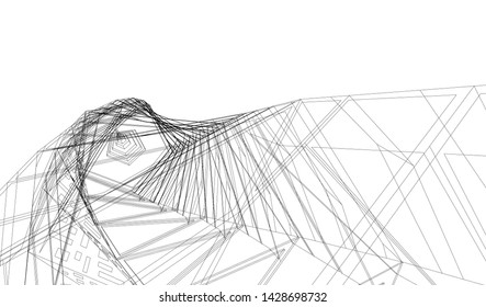 Abstract modern architecture building 3d
