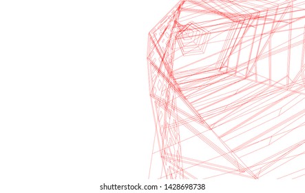 Abstract modern architecture building 3d
