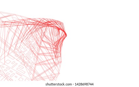 Abstract modern architecture building 3d