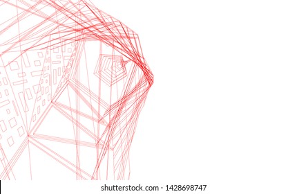 Abstract modern architecture building 3d