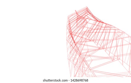 Abstract modern architecture building 3d
