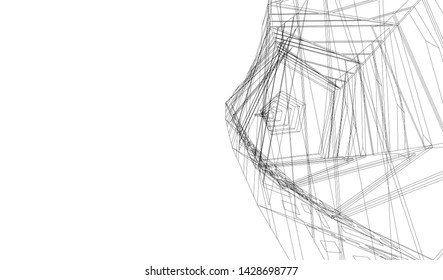 Abstract modern architecture building 3d