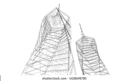 Abstract modern architecture building 3d