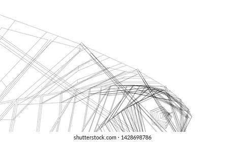 Abstract modern architecture building 3d