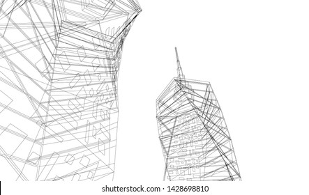 Abstract modern architecture building 3d