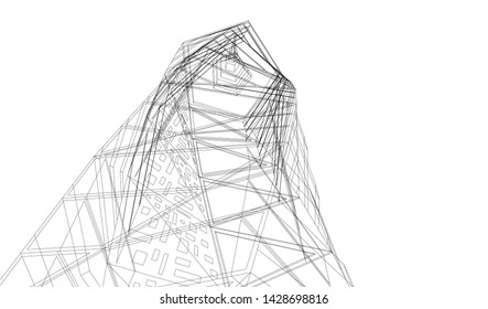Abstract modern architecture building 3d