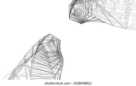 Abstract modern architecture building 3d