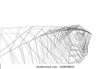 Abstract modern architecture building 3d