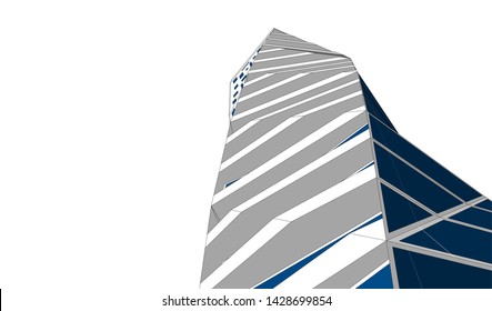 Abstract modern architecture building 3d