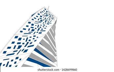 Abstract modern architecture building 3d