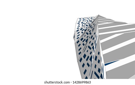 Abstract modern architecture building 3d