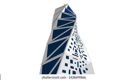 Abstract modern architecture building 3d