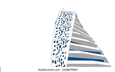 Abstract modern architecture building 3d