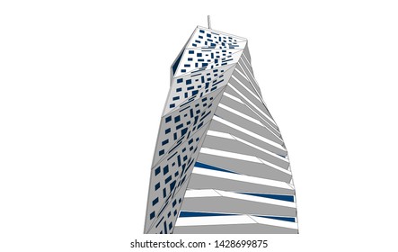 Abstract modern architecture building 3d