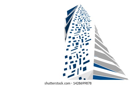 Abstract modern architecture building 3d