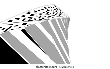 Abstract modern architecture building 3d