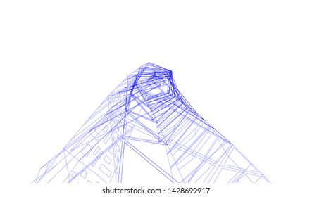 Abstract modern architecture building 3d