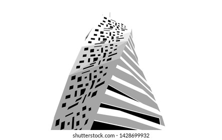 Abstract modern architecture building 3d