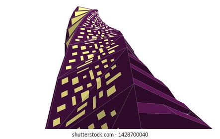 Abstract modern architecture building 3d