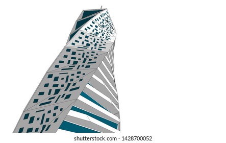 Abstract modern architecture building 3d