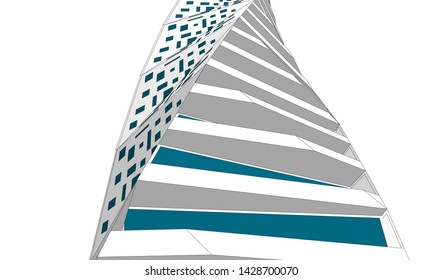 Abstract modern architecture building 3d
