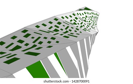 Abstract modern architecture building 3d