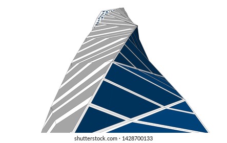 Abstract modern architecture building 3d