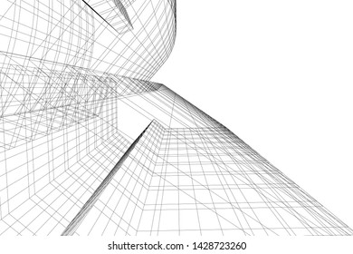 Abstract modern architecture building 3d