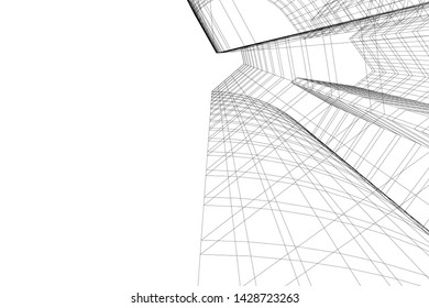 Abstract modern architecture building 3d