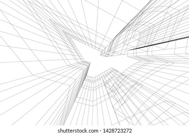 Abstract modern architecture building 3d