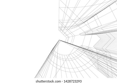 Abstract modern architecture building 3d