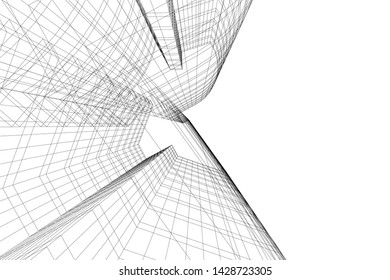 Abstract modern architecture building 3d