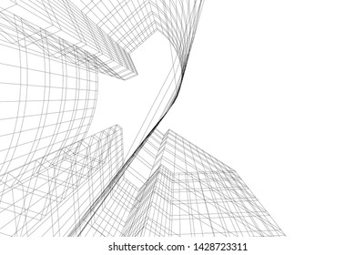 Abstract modern architecture building 3d