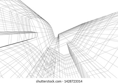 Abstract modern architecture building 3d