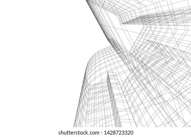Abstract modern architecture building 3d