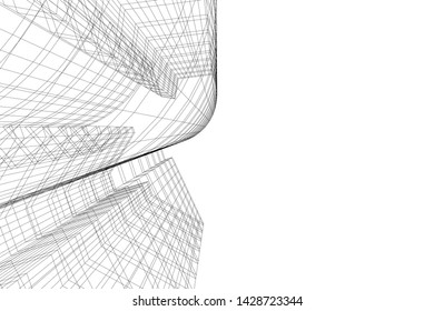 Abstract modern architecture building 3d