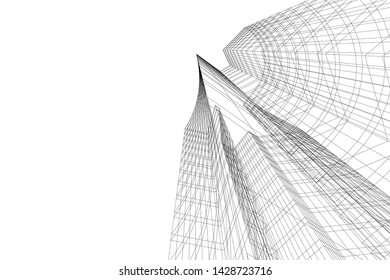 Abstract modern architecture building 3d