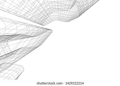 Abstract modern architecture building 3d