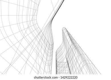 Abstract modern architecture building 3d