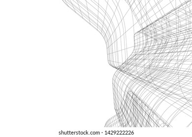 Abstract modern architecture building 3d