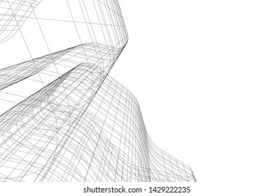 Abstract modern architecture building 3d