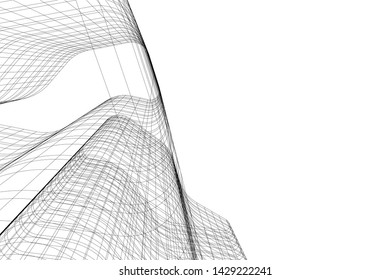 Abstract modern architecture building 3d