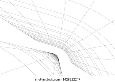 Abstract modern architecture building 3d